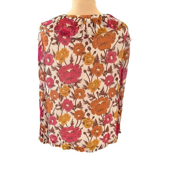 Massimo Dutti (Zara) SZ 8 100% Silk Floral Peasant Blouse Cottagecore Fairy - Picture 2 of 10